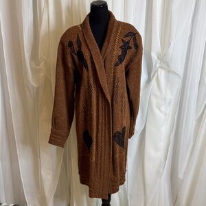 Vintage open front Linen Cardigan, size L